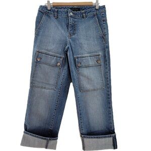 Banana Republic Blue Cropped Patch Pocket Jeans